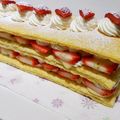 くっくペタ's cooksnap of when they made ♡本格！ケーキ屋さんの苺ミルフィーユ♡.