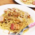 mimi☆ko's cooksnap of when they made ベーコン玉ねぎのコンソメバター醤油パスタ.