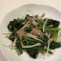 papikun's cooksnap of when they made もやしとほうれん草のガーリックベーコン炒.