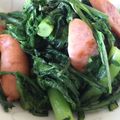 香波柚妃's cooksnap of when they made 材料2品！春菊とウインナーの炒めもの.