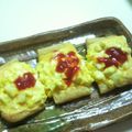 s.mocchie's cooksnap of when they made 油揚げで❤たまごピザ.