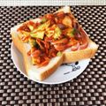 ◆どらしま◆'s cooksnap of when they made 塩辛とアボカドとキムチのトースト.
