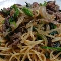 TaniYuri's cooksnap of when they made にんにくたっぷり♪牛肉の和風パスタ.