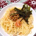 Mnakayoshi's cooksnap of when they made あるものアレンジ♫たらこ納豆の満腹パスタ.