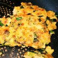 マム's cooksnap of when they made もっちもち！ニラと豚キムチーズのチヂミ.