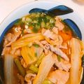 ももももっさん's cooksnap of when they made めんつゆで簡単♪肉うどん　白菜入り。。.
