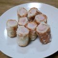 和☆2049's cooksnap of when they made ◎魚肉ソーセージ入りちくわの天ぷら.
