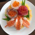 クック760DXD☆'s cooksnap of when they made ひな祭り✿ケーキ型で作る…三色ちらし寿司.