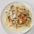 めいめい☆☆☆'s cooksnap of when they made 白菜と高菜漬の豆乳うどん⭐withチーズ.