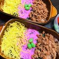 kmcats's cooksnap of when they made そぼろと桜でんぶの三色丼.