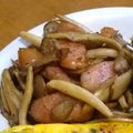 ぴこみど☆'s cooksnap of when they made 舞茸とウインナー　～バター醤油で.