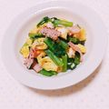 まあまま☆0403's cooksnap of when they made 小松菜とベーコンの玉子炒め.