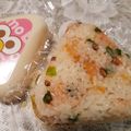 あきつま（杏花☆）'s cooksnap of when they made ねぎ と揚げ玉と明太子の混ぜ おにぎり.
