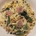 ☆うさきちさん☆'s cooksnap of when they made ほうれん草とベーコンのクリーミー焼きそば.