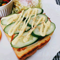 Satoco❋'s cooksnap of when they made 竹輪と胡瓜で☆和風わさマヨピザトースト.