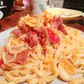 kaokaofood's cooksnap of when they made トマトとベーコンの半熟卵パスタ.