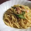 ロシアン's cooksnap of when they made アスパラとベーコンのカレークリームパスタ.