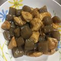 santomo☆'s cooksnap of when they made こんにゃくと鶏胸肉のテリマヨ炒め.