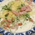 youtapapa's cooksnap of when they made 牛乳で水菜ときのこのクリームパスタ.
