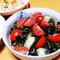 ruris7's cooksnap of when they made トマト胡瓜わかめの酢の物.