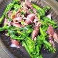 HARU＊SHIN's cooksnap of when they made ホタルイカと菜の花のペペロンチーノ風炒め.