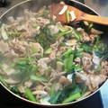 のえもゆ's cooksnap of when they made ✿豚肉とキノコと小松菜のガーリック炒め✿.