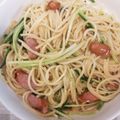 4児男子母さんの台所's cooksnap of when they made 水菜とウインナーのペペロンチーノ風！.