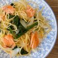 ふじちー's cooksnap of when they made [妊活]鮭とほうれん草のクリームパスタ.