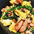 ♪さらまま♪'s cooksnap of when they made 菜花とベーコンとフワフワ卵の炒めもの.