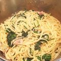 crispylove's cooksnap of when they made エビとほうれん草のクリームパスタ.