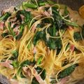 ミリカンカン's cooksnap of when they made ベーコンとほうれん草のクリームパスタ.