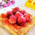 ももちゃんのれしぴ's cooksnap of when they made ダブルいちご♡の贅沢トースト.