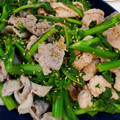 わーまめ's cooksnap of when they made ☆簡単！菜の花と豚肉のごま醤油炒め☆.