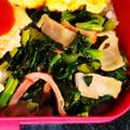 にーにやー's cooksnap of when they made 大根の葉とベーコン炒め.