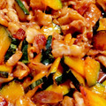 DHA's cooksnap of when they made ＊甘辛＊かぼちゃと豚肉の韓国風炒め.