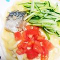 Y✿えくぼ飯's cooksnap of when they made サバとトマトの冷製味噌クリームうどん.