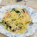 ポンタモ's cooksnap of when they made ほうれん草とハムの簡単クリームパスタ.