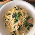 Ally♥'s cooksnap of when they made 鮭フレークと菜の花の✿豆乳クリームパスタ.