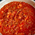 おかあちゃんの味's cooksnap of when they made 厚切りベーコンと挽き肉のミートソース.