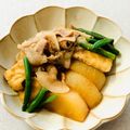 runa10's cooksnap of when they made 大根大量消費　大根、豚バラ肉、薄揚げ煮物.