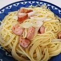 10りい's cooksnap of when they made 男の新たまねぎとソーセージのスパゲティー.