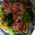 純子50Plus's cooksnap of when they made 【約460Kcal】空豆と生ハムのパスタ.
