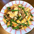 HikariNMY's cooksnap of when they made ひき肉とインゲンと卵の中華風炒め.