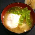 Hirarinn☆'s cooksnap of when they made 卵を１個　満足味噌汁　キャベツと油揚げで.
