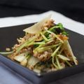 nyaop's cooksnap of when they made うど＆豚ひき肉の酢炒め（桜エビ入り）.