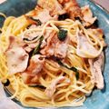 ねこばか34's cooksnap of when they made 豚バラレタスと大葉の和風パスタ.