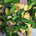 ミユミユ24's cooksnap of when they made 菜花とベーコンとフワフワ卵の炒めもの.