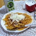 ゆけり３兄弟's cooksnap of when they made 煮込みハンバーグの残りでパスタ.