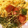 おさむーちょ's cooksnap of when they made .半額マグロのづけのパスタ.