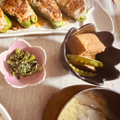 mack♪♪♪'s cooksnap of when they made 油揚げとさやえんどうの煮物(煮浸し)副菜.